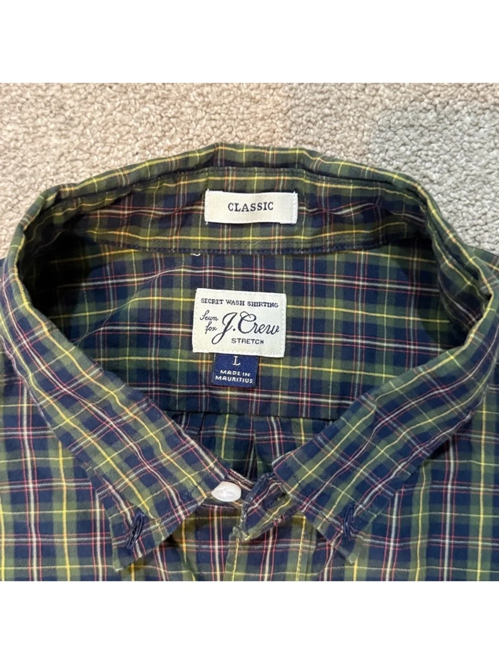 J. Crew Dark Green and Navy Plaid Button-Down Shirt